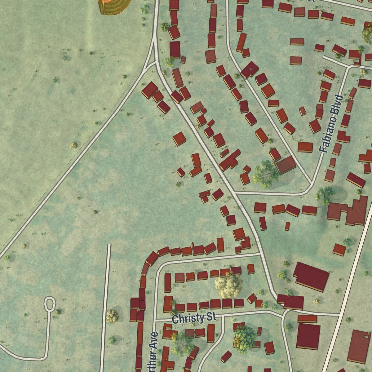 Second close-up of the map of Lorenz Park, New York print showing more streets and buildings