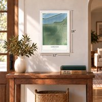 Lorenzo, Illinois map, 12 x 18 inch print in a white frame in an entryway