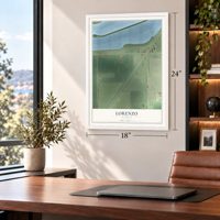 Lorenzo, Illinois map, 18 x 24 inch print in a white frame in a home office