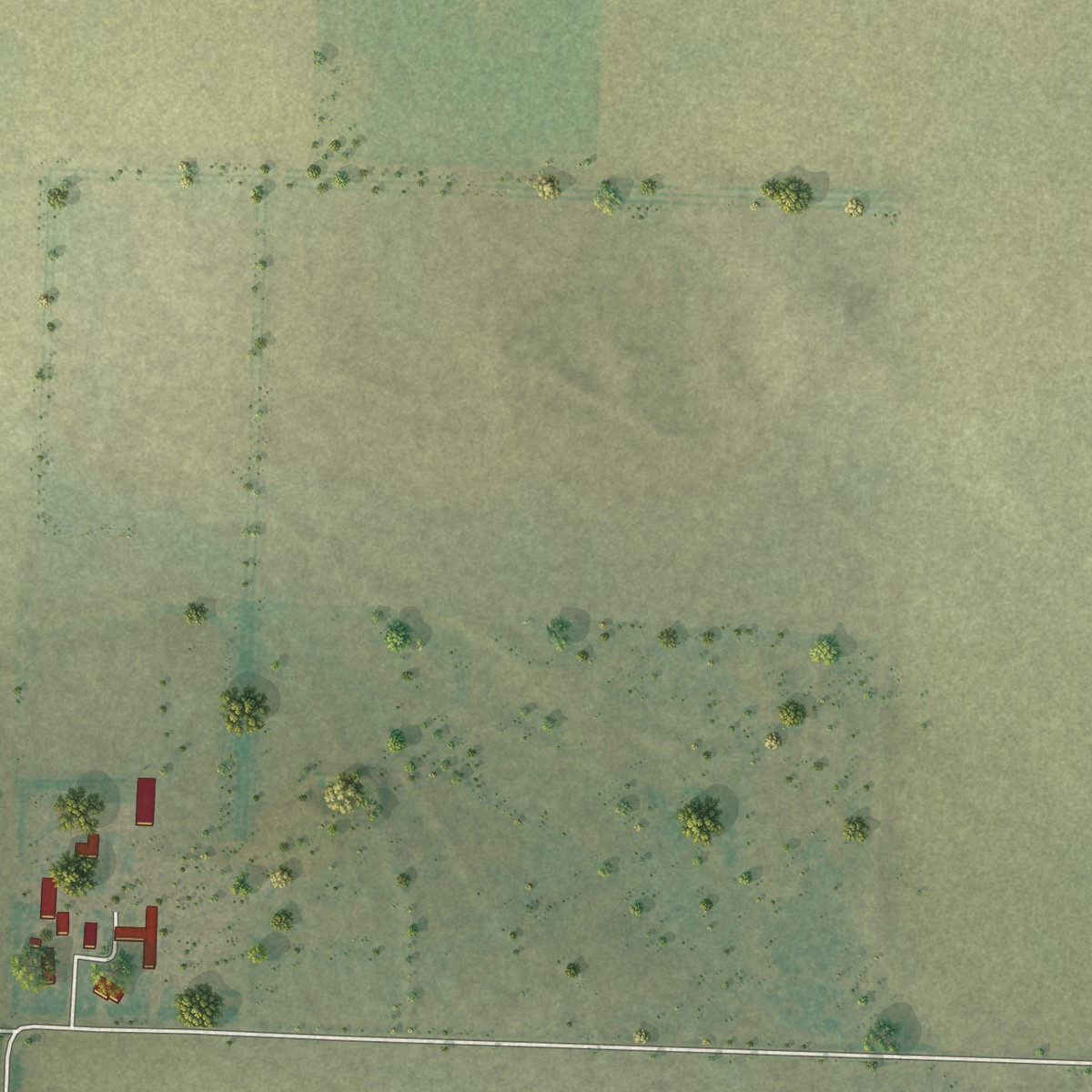Second close-up of the map of Lorenzo, Nebraska print showing more streets and buildings