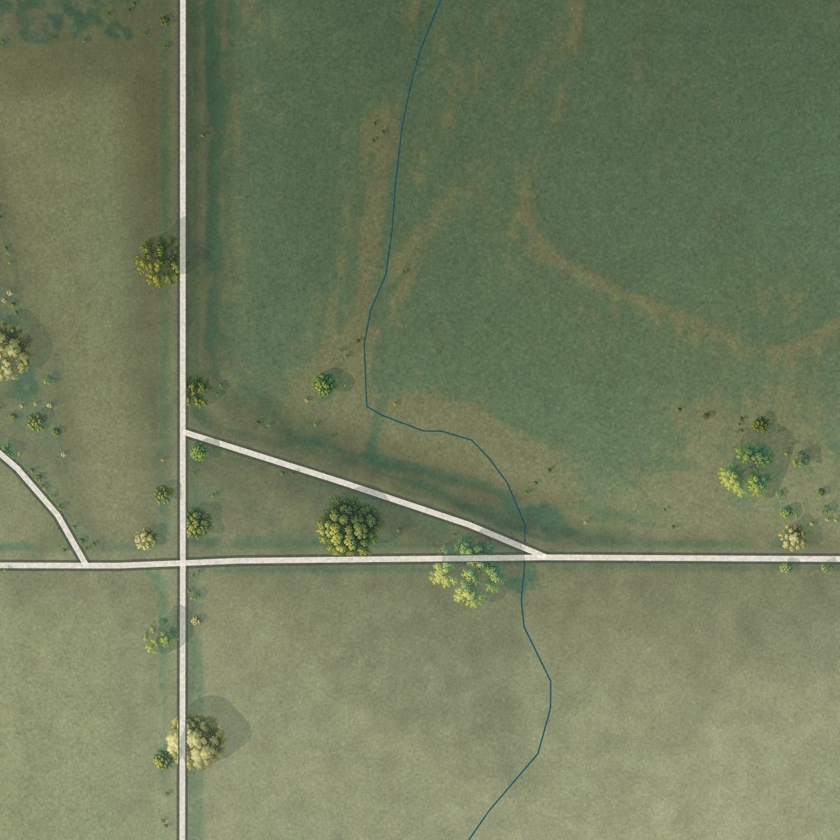 Second close-up of the map of Lorraine, Kansas print showing more streets and buildings