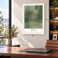 Lorraine, Kansas map, 18 x 24 inch print in a white frame in a home office