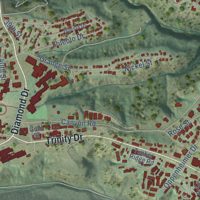 Second close-up of the map of Los Alamos, New Mexico print showing more streets and buildings
