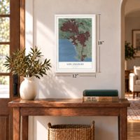 Los Angeles, California map, 12 x 18 inch print in a white frame in an entryway