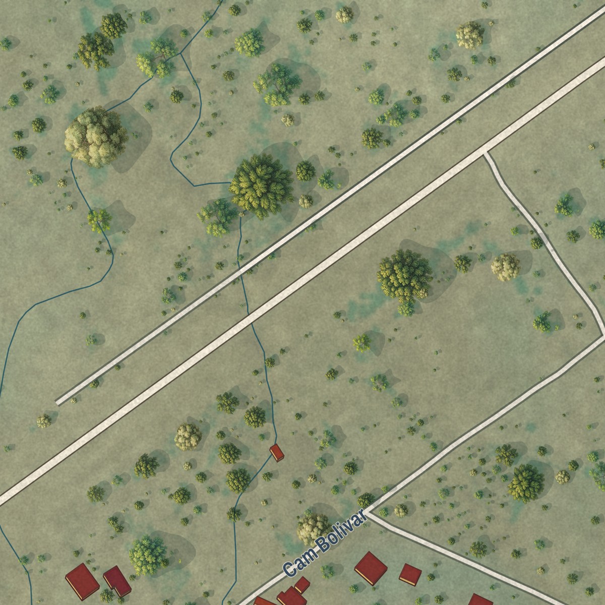 Second close-up of the map of Los Centenarios, Texas print showing more streets and buildings