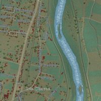 Second close-up of the map of Los Chaves, New Mexico print showing more streets and buildings