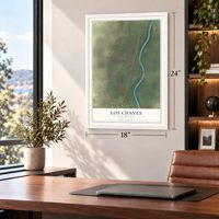 Los Chaves, New Mexico map, 18 x 24 inch print in a white frame in a home office
