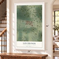 Los Ebanos, Starr County, Texas map, 24 x 36 inch print in a white frame by a staircase