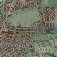Second close-up of the map of Los Gatos, California print showing more streets and buildings