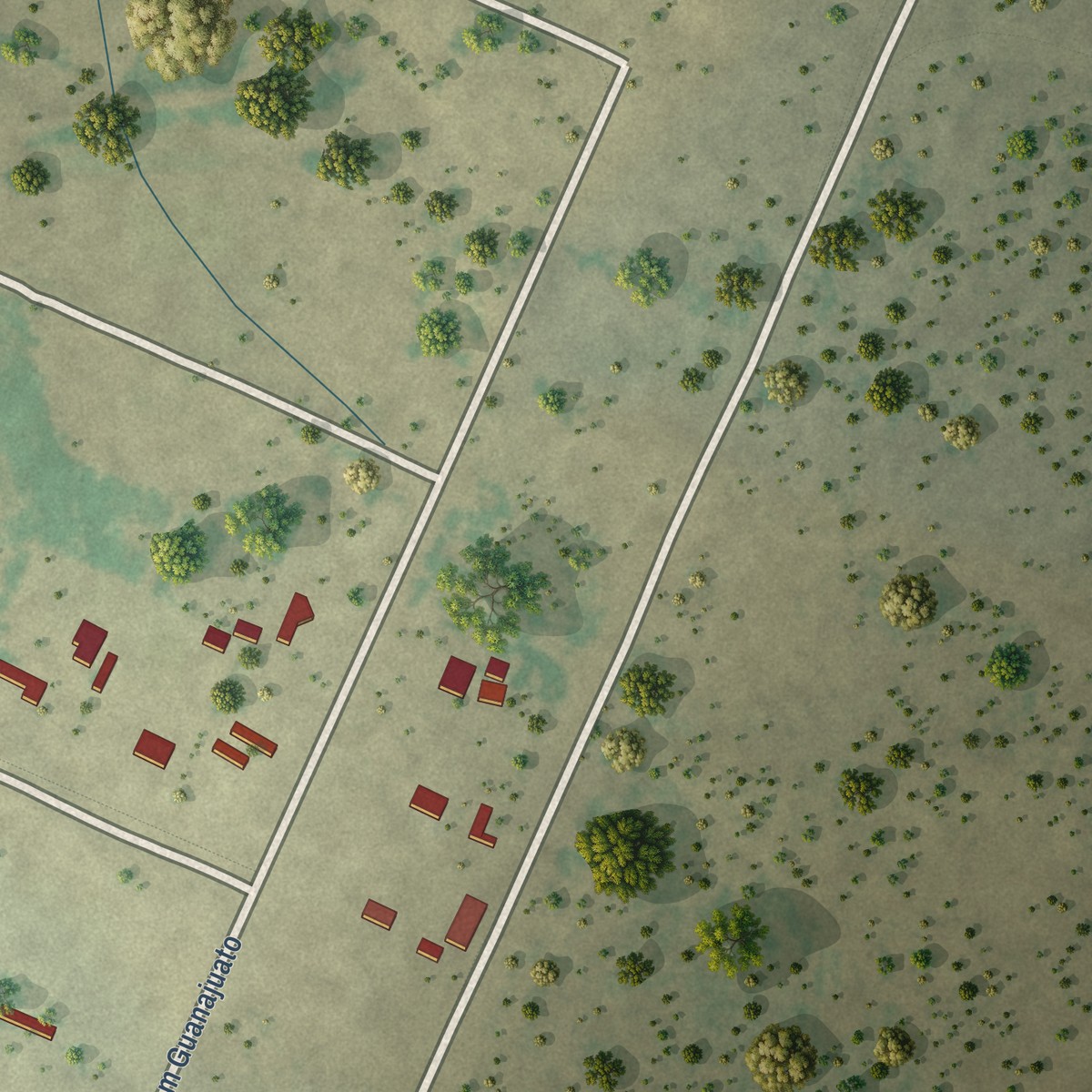 Second close-up of the map of Los Nopalitos, Texas print showing more streets and buildings