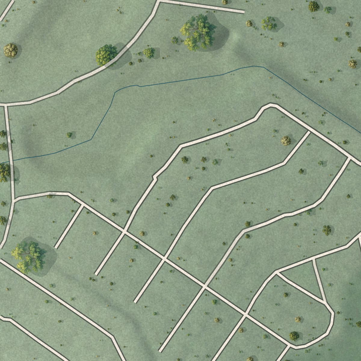 Second close-up of the map of Los Prados, Puerto Rico print showing more streets and buildings