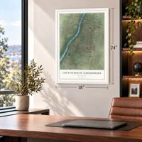 Los Ranchos de Albuquerque, New Mexico map, 18 x 24 inch print in a white frame in a home office