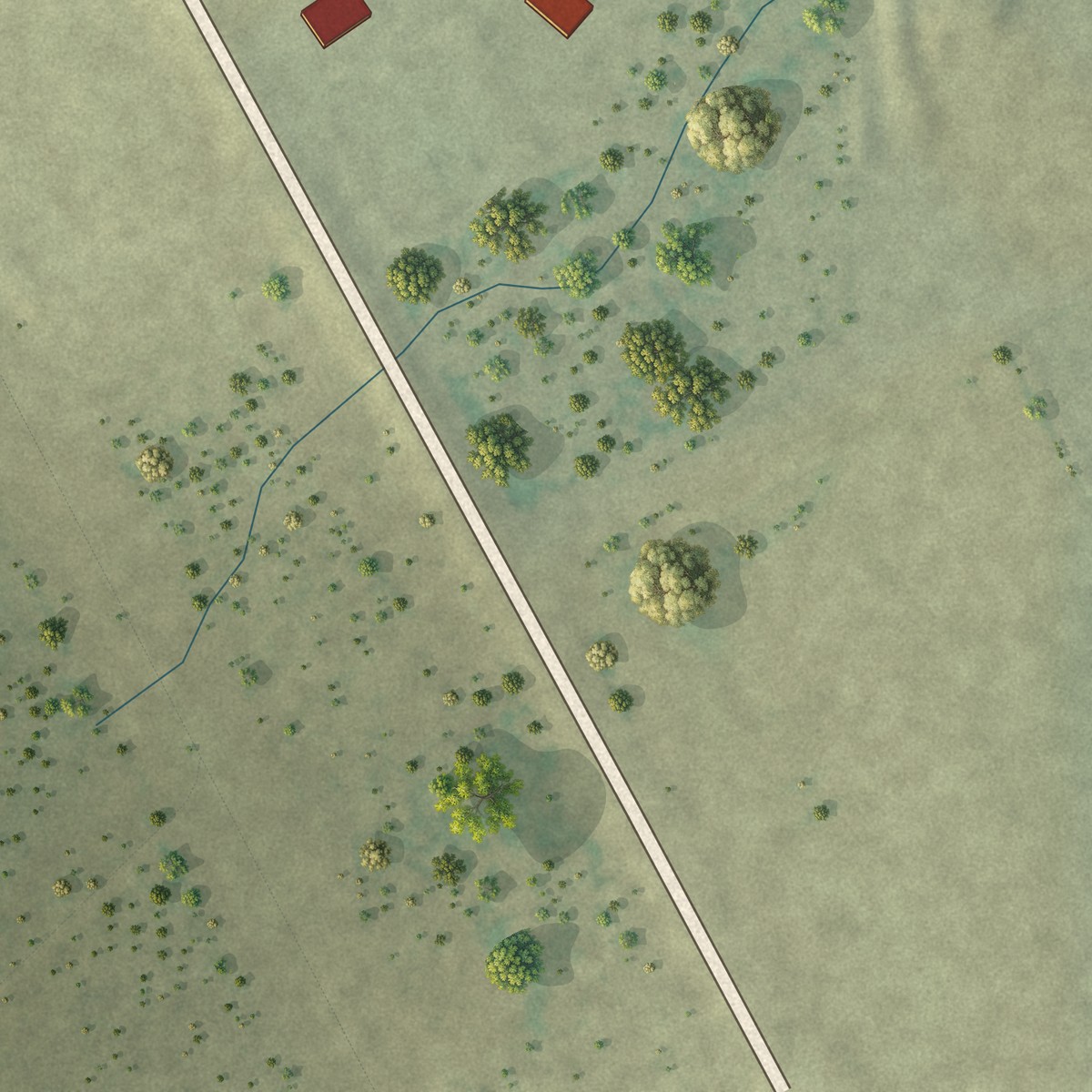 Second close-up of the map of Los Veteranos II, Texas print showing more streets and buildings
