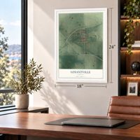 Losantville, Indiana map, 18 x 24 inch print in a white frame in a home office