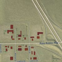 Second close-up of the map of Lost Hills, California print showing more streets and buildings