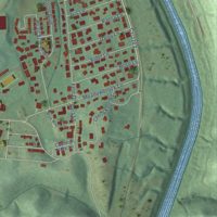 Second close-up of the map of Louisa, Kentucky print showing more streets and buildings