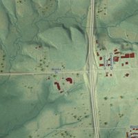 Second close-up of the map of Louisburg, Kansas print showing more streets and buildings