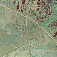 Second close-up of the map of Louisville, Colorado print showing more streets and buildings