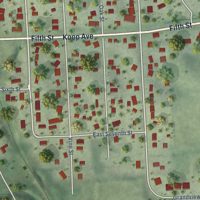 Second close-up of the map of Louisville, Nebraska print showing more streets and buildings