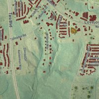Second close-up of the map of Lovejoy, Georgia print showing more streets and buildings