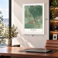 Lovejoy, Georgia map, 18 x 24 inch print in a white frame in a home office