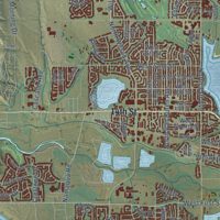 Second close-up of the map of Loveland, Colorado print showing more streets and buildings
