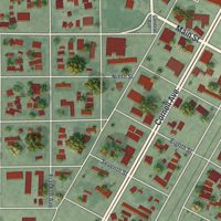 Second close-up of the map of Lovelock, Nevada print showing more streets and buildings