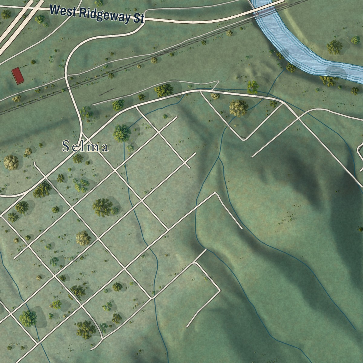 Second close-up of the map of Low Moor, Virginia print showing more streets and buildings