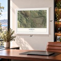 Lowell, Arizona map, 18 x 24 inch print in a white frame in a home office