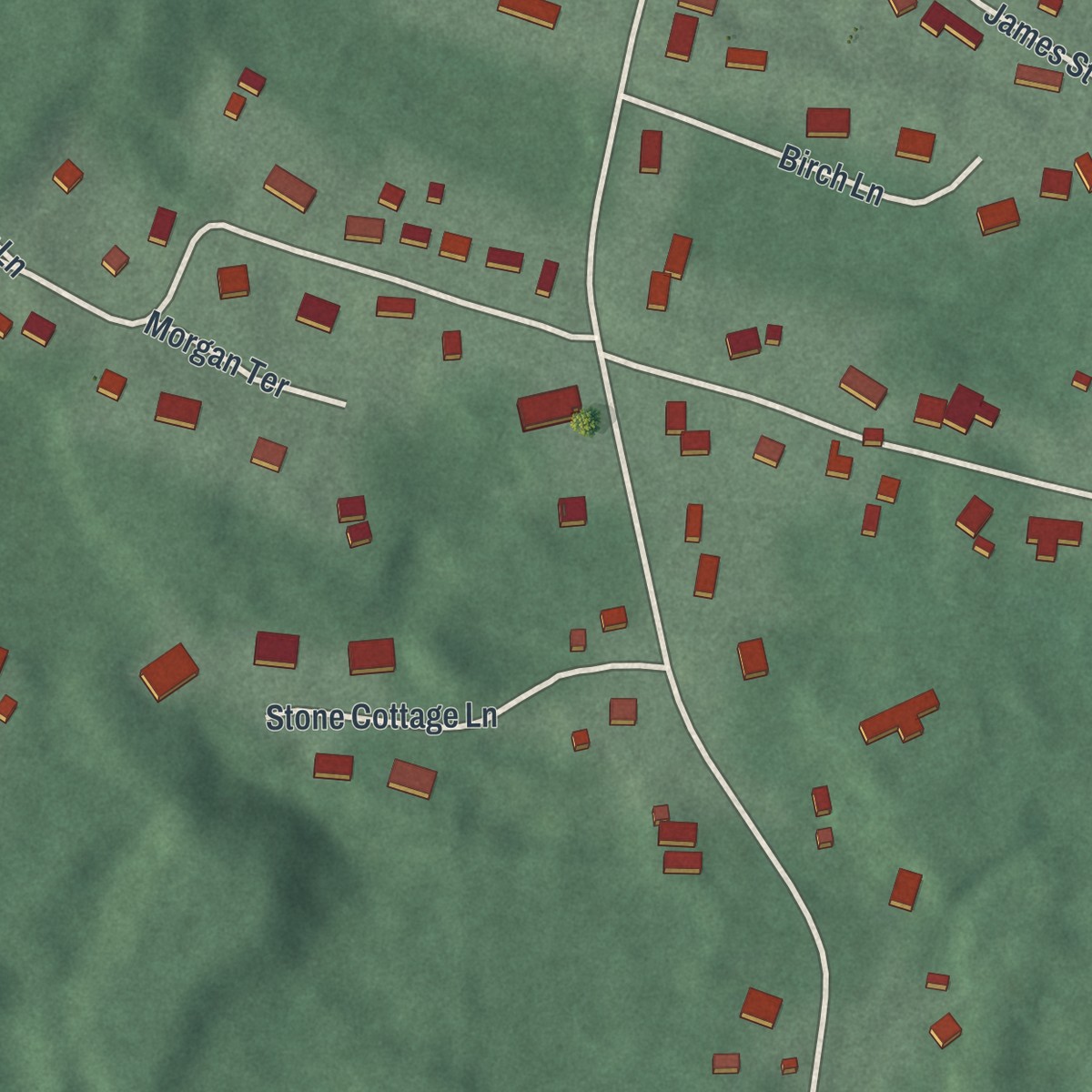 Second close-up of the map of Lower Berkshire Valley, New Jersey print showing more streets and buildings