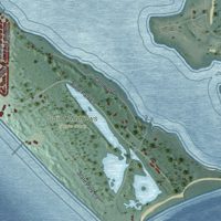 Second close-up of the map of Lower Grand Lagoon, Florida print showing more streets and buildings