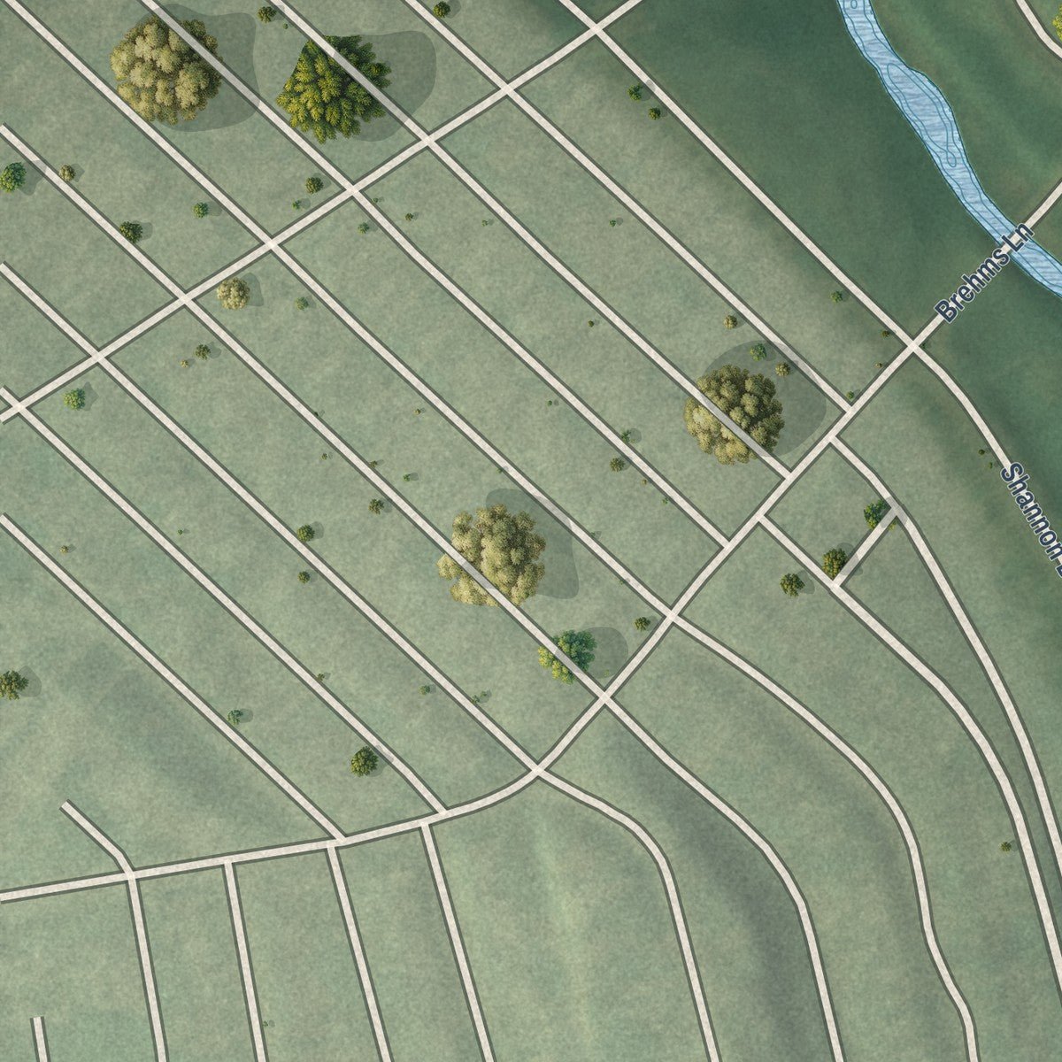 Second close-up of the map of Lower Herring Run Park, Maryland print showing more streets and buildings