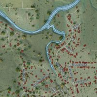 Second close-up of the map of Lower Lake, California print showing more streets and buildings