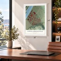 Lower Lawrenceville, Pennsylvania map, 18 x 24 inch print in a white frame in a home office