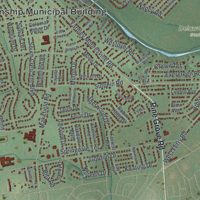 Second close-up of the map of Lower Makefield, Pennsylvania print showing more streets and buildings