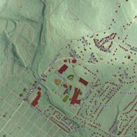 Second close-up of the map of Lower Pottsgrove, Pennsylvania print showing more streets and buildings
