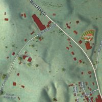 Second close-up of the map of Lowgap, North Carolina print showing more streets and buildings