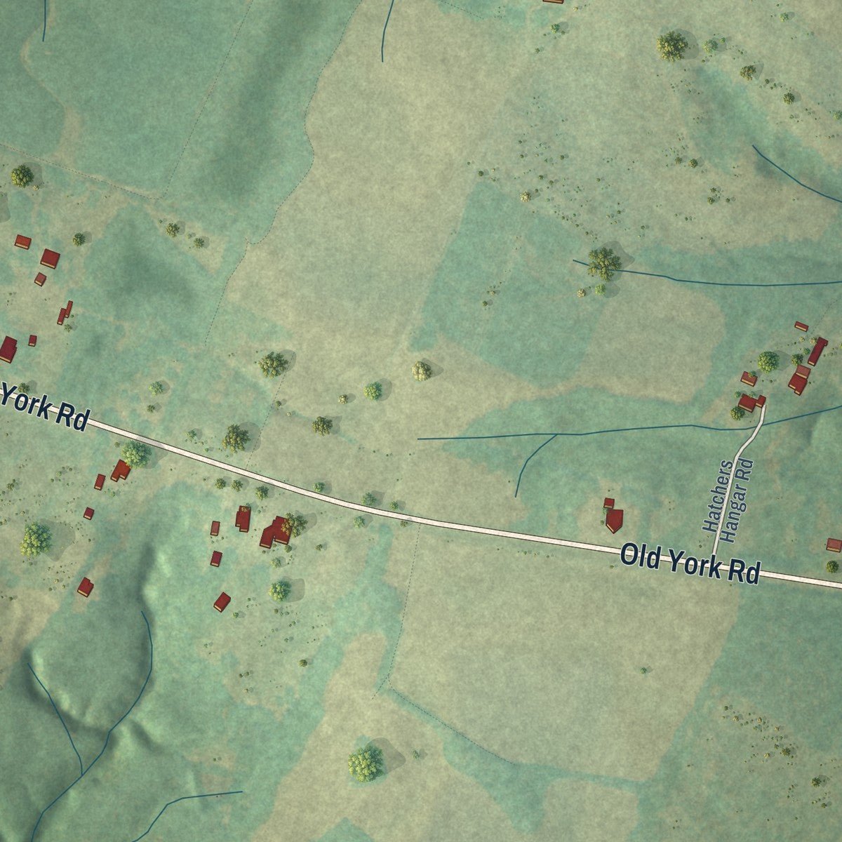 Second close-up of the map of Lowrys, South Carolina print showing more streets and buildings