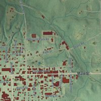 Second close-up of the map of Lucedale, Mississippi print showing more streets and buildings