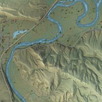 Second close-up of the map of Lucerne, Wyoming print showing more streets and buildings
