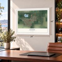 Luckey, Ohio map, 18 x 24 inch print in a white frame in a home office