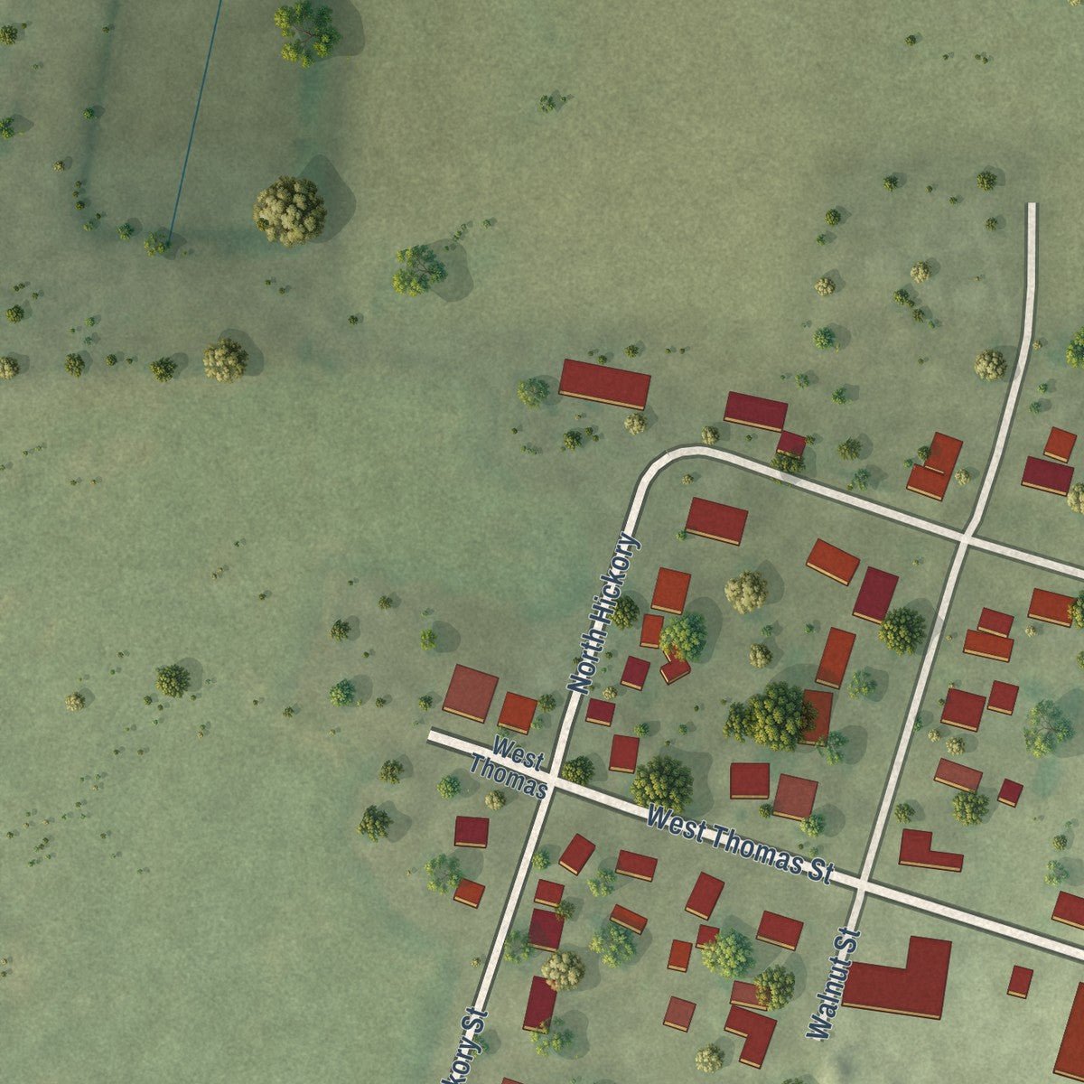 Second close-up of the map of Ludlow, Illinois print showing more streets and buildings