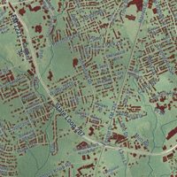 Second close-up of the map of Lufkin, Texas print showing more streets and buildings