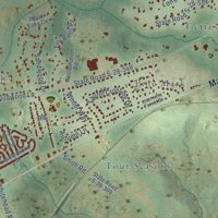 Second close-up of the map of Lugoff, South Carolina print showing more streets and buildings
