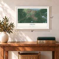 Luling, Louisiana map, 12 x 18 inch print in a white frame in an entryway