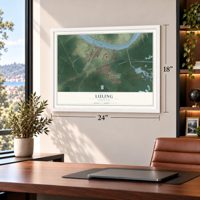 Luling, Louisiana map, 18 x 24 inch print in a white frame in a home office