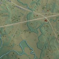 Second close-up of the map of Luling, Texas print showing more streets and buildings