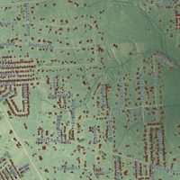 Second close-up of the map of Lumberton, Texas print showing more streets and buildings