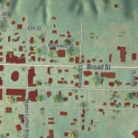 Second close-up of the map of Lumpkin, Georgia print showing more streets and buildings