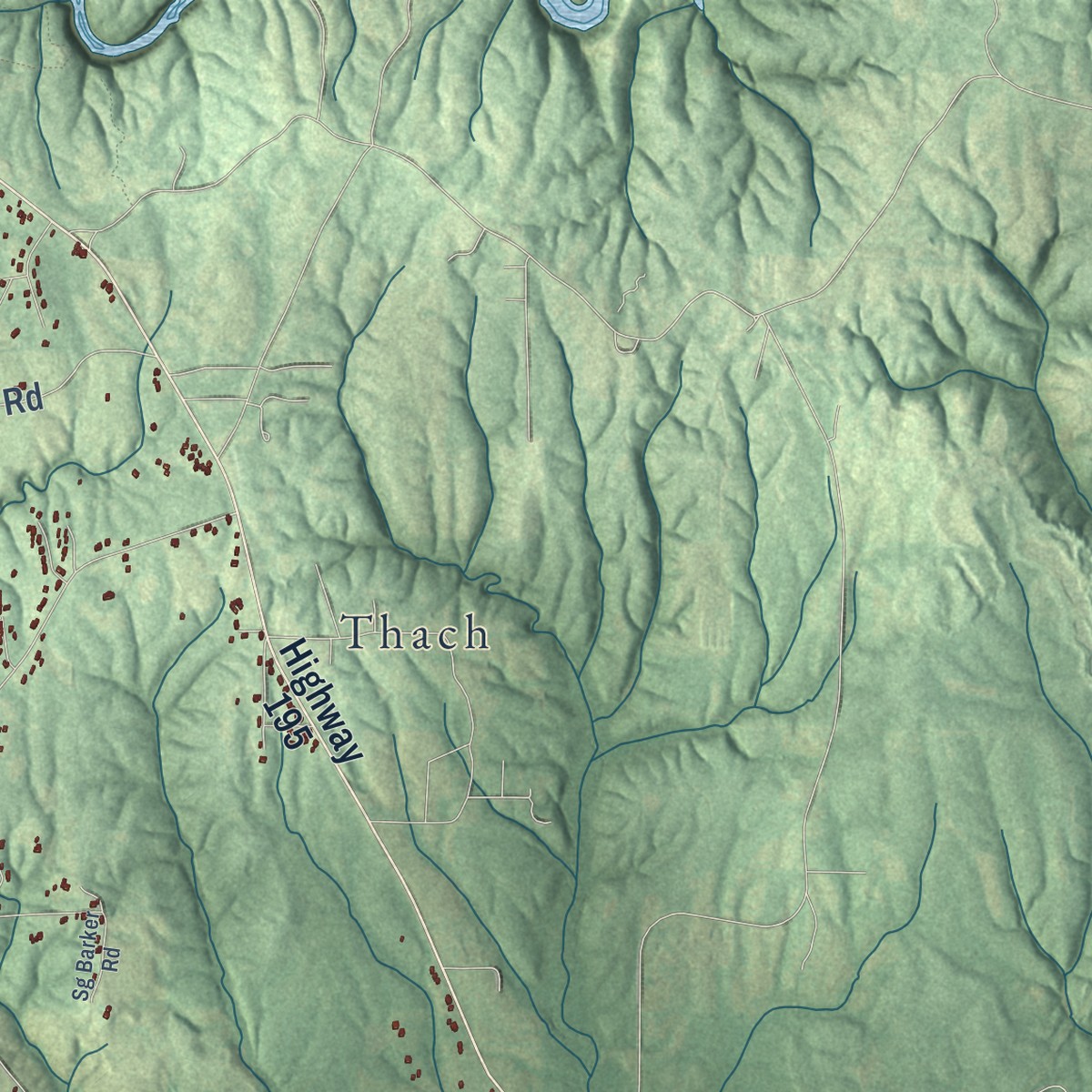 Second close-up of the map of Lupton, Alabama print showing more streets and buildings